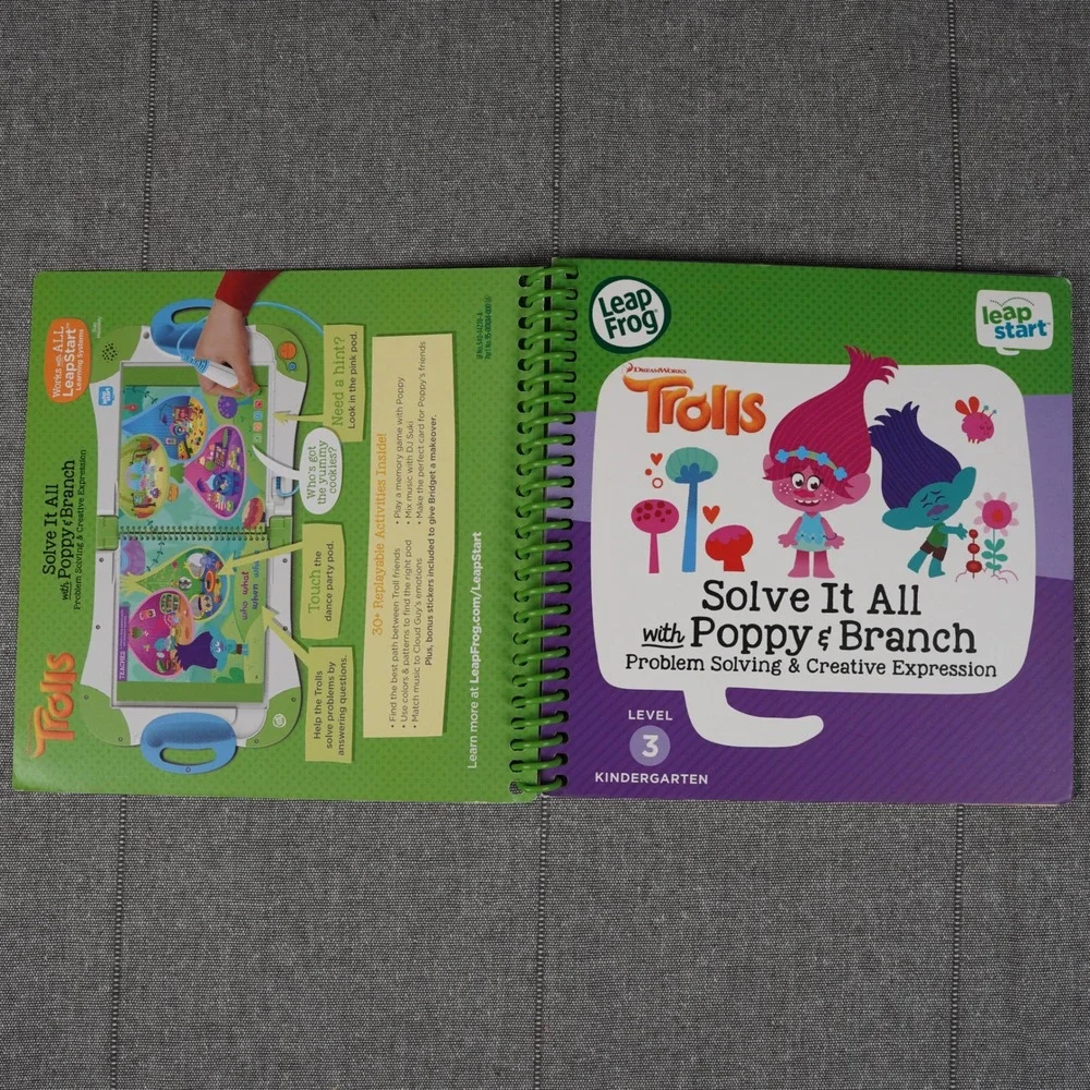 LeapFrog LeapStart Trolls Solve It All Poppy Branch Level 3 Kindergarten Book